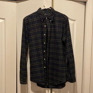 Mens Navy Plaid Long Sleeve shirt